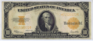 1922 $10 Gold Certificate. image