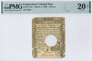 Rare Nine Pence Connecticut Currency. image