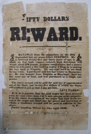 A Rare Illustrated Runaway Slave Broadside – the Owner (or his eponymous son) Killed at Gettysburg Eleven Years On. image